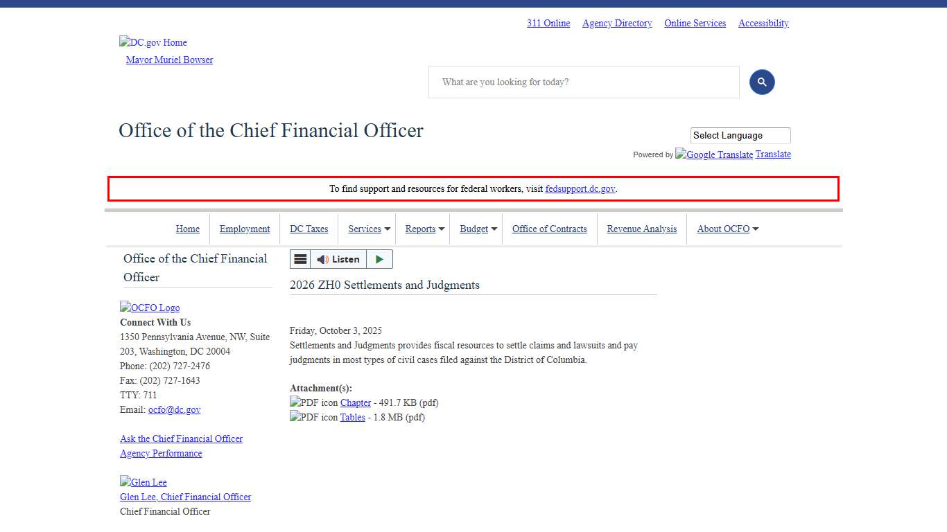 2026 ZH0 Settlements and Judgments ocfo