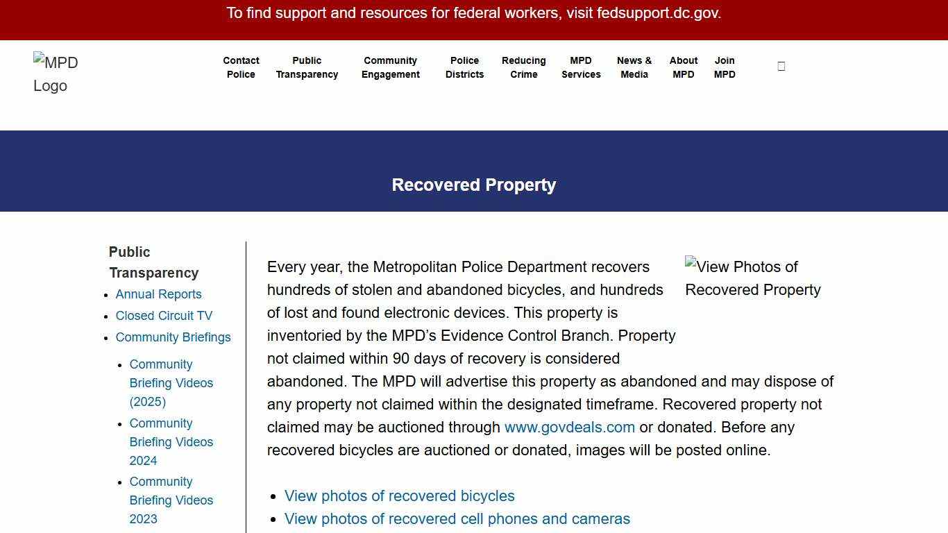 Recovered Property mpdc